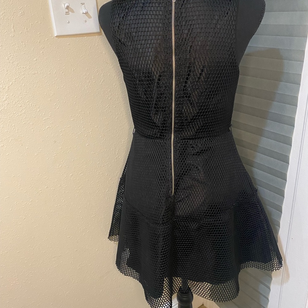 Finn & Clover Black Netted Overlay Skater Dress - Picture 5 of 7